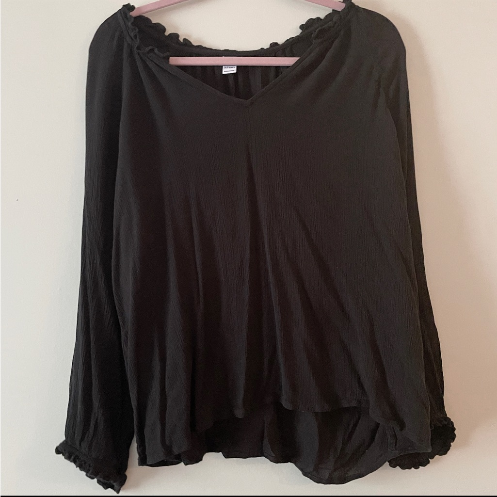 Old Navy Basic Black Ruffle Blouse